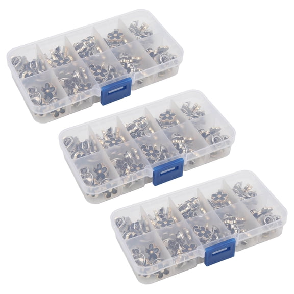 NFTIGB 150 Pcs Black Daisy Button Pins Detachable No-Sew Anti Emptied Decorative Brooch Buckle for Women Shirts Cardigans Sweaters DIY Crafts Repairing with 3 Storage Boxes