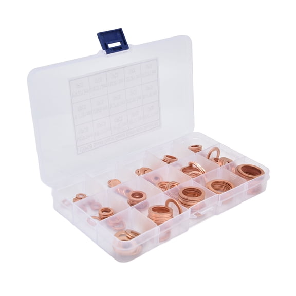 NFTIGB 150Pcs Copper Washer Sealing Washers Assortment Oil Seals Gasket for Pumps Valves M5-M22 Flat Ring Seals Kit