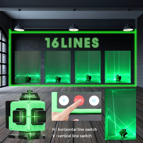 NFTIGB 16 Lines Laser Level, 4x360 Green Beam Self-Leveling Tool 8.66 x 8.27 Inches