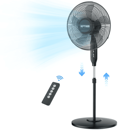 NFTIGB 16'' Oscillating Pedestal Fan w/Remote and Timer, Adjustable Height Floor Fan, Black 2026 New