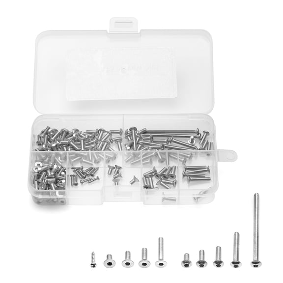 NFTIGB 163pcs Stainless Steel M3 Screw Sets Replacement for TAMIYA XV-01 1:10 Scale Radio Control Car Accessories with Storage Box