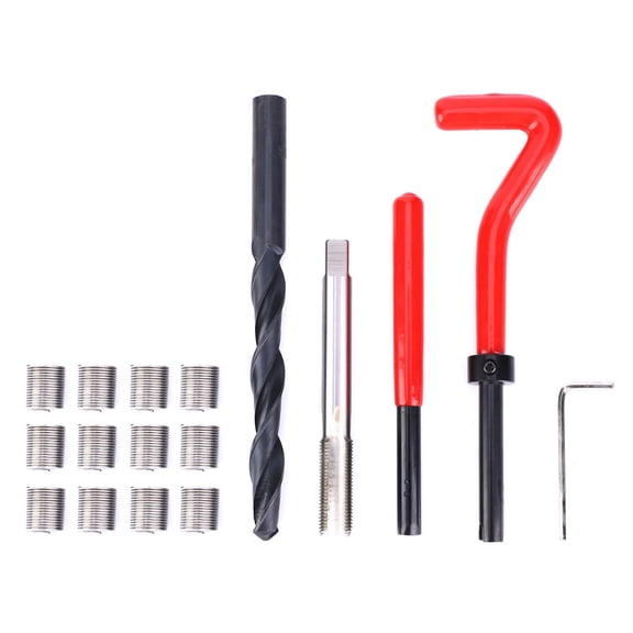 NFTIGB 17Pcs Thread Repair Kit Stainless Steel Twisted Drill Tap Wrench Threaded Insert Tool M10x1 (7.09 inches / 18.00 cm)
