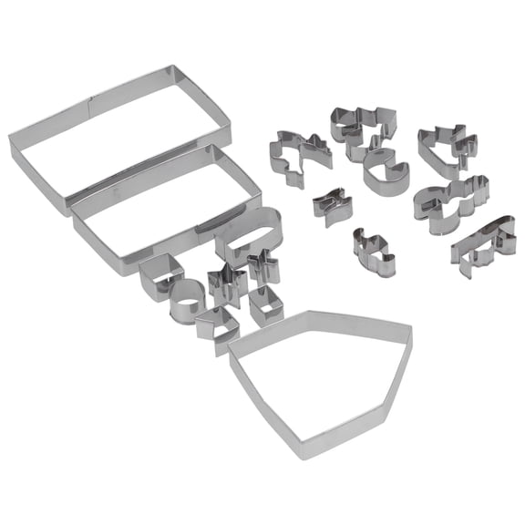 NFTIGB 18-Piece Stainless Steel Christmas Gingerbread House Cookie Cutter Set, 3D Biscuit Baking Mold Kit for Holiday DIY Treats, Kitchen Tools for Baking and Decorating (9.84 inches / 25 cm)
