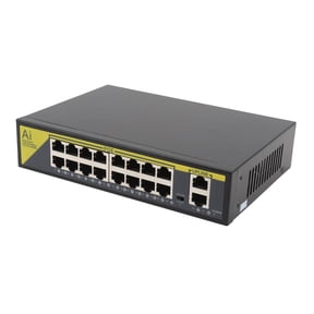 NFTIGB 18 Port POE Gigabit Ethernet Network Switch for Monitoring Excellent Heat Dissipation Noiseless Metal Shell Hub US Plug High Speed Enterprise Edition