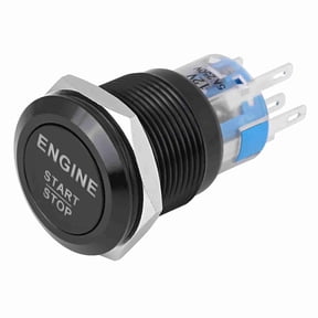 NFTIGB 19mm / 0.75 inches 12V White LED Car Engine Start Stop Push Button Switch Black Zinc Aluminium Alloy Universal Vehicle Ignition Switch Replacement Part for Cars