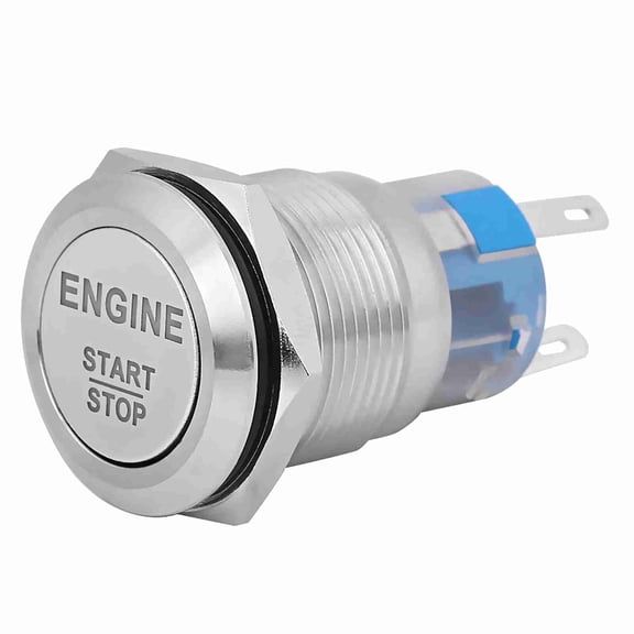 NFTIGB 19mm / 0.75 inches 12V White LED Car Engine Start Stop Push Button Switch Silver Stainless Steel Universal Vehicle Ignition Switch Replacement Part for Cars