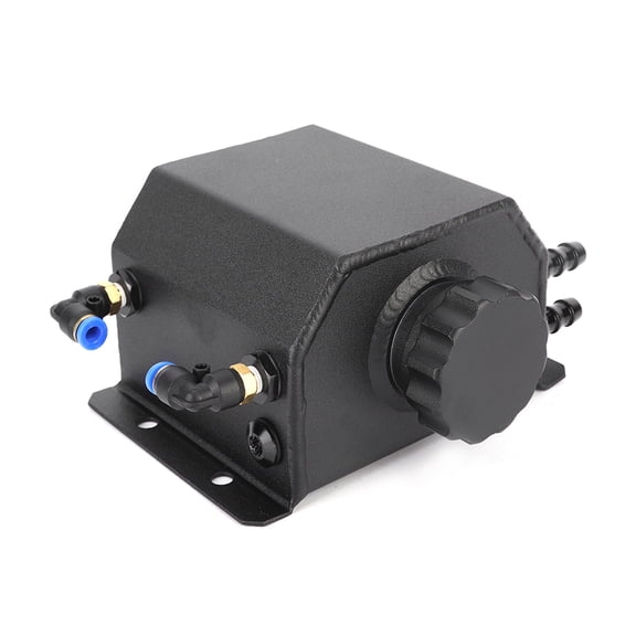NFTIGB 1L Quadrate Radiator Coolant Overflow Bottle Recovery Water Tank Reservoir Aluminum Black Universal Fitment