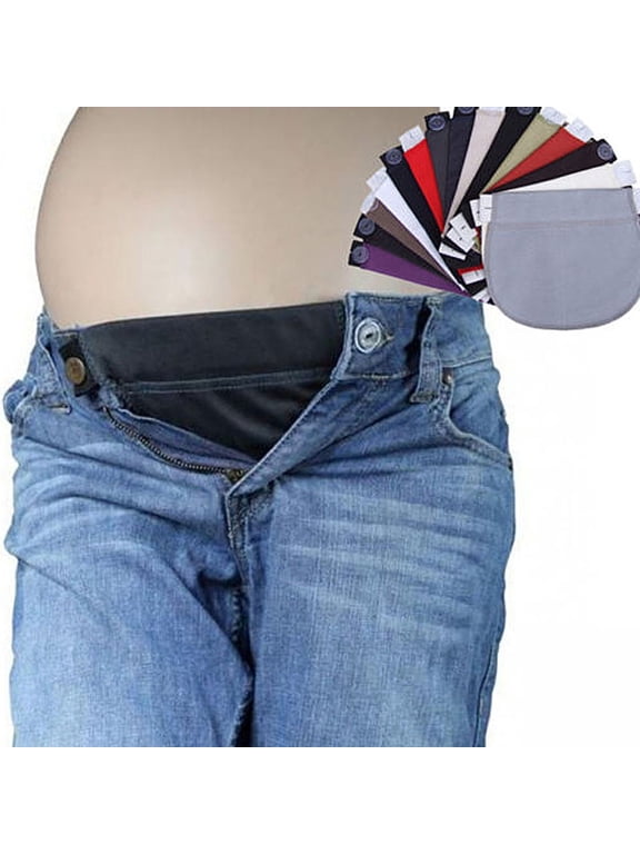 1Pcs Waist Extender Elastic Pants Maternity Pregnancy Waistband Belt For Pregnant Women Black 7.60 inches / 19.3 cm Soft Comfortable Adjustable Belly Support Accessory