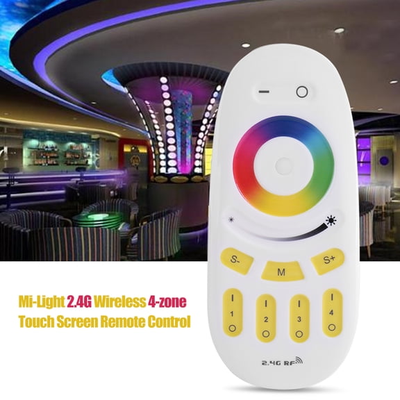 NFTIGB 2.4G Wireless 4-Zone Touch Screen Remote Control for RGBW LED Light Bulbs and Strip Lights, Color Changing and Dimming Accessory, Elegant White Finish, Energy Efficient Lighting Controller
