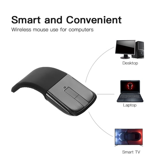 NFTIGB 2.4G Wireless Arc Touch Mouse with USB Receiver, Foldable Flexible Optical Computer Mice for PC and Laptop, Ambidextrous Design, Black (4.92 inches / 12.5 cm)[cite: 1, 2]