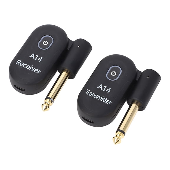 NFTIGB 2.4GHz Wireless Guitar System A14, Premium 100ft / 30.5m Range Electric Transceiver Receiver Set for Bass, Violin, and Keyboard, Black Edition