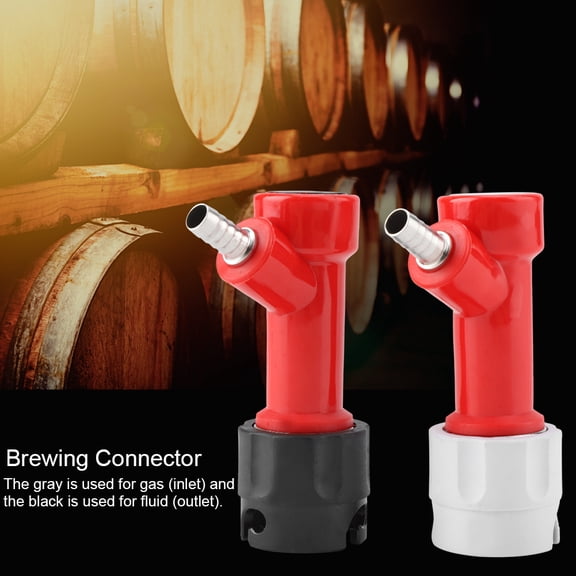 NFTIGB 2 PCS 1/4" Tall Pin Lock Corny Keg Home Brewing Connector Coupler Set for Draft Systems, Plastic Disconnects for Cola and 7-UP Tanks (1 Black Fluid Outlet & 1 Gray Gas Inlet)