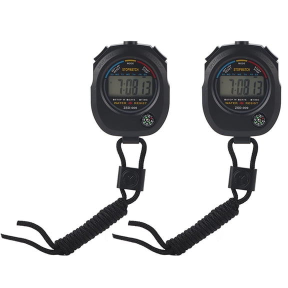 NFTIGB 2 Pack Digital LCD Stopwatch Timer for Sports Running Racing Swimming Coaches Referees Handheld Chronograph with Alarm Clock and Calendar Functions 3x2.6x0.8 inches