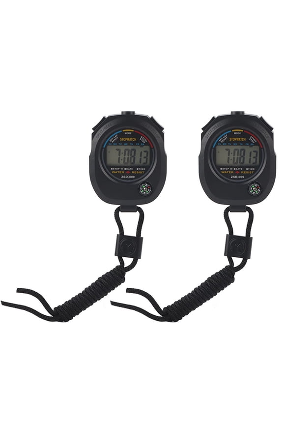2 Pack Digital LCD Stopwatch Timer for Sports Running Racing Swimming Coaches Referees Handheld Chronograph with Alarm Clock and Calendar Functions 3x2.6x0.8 inches