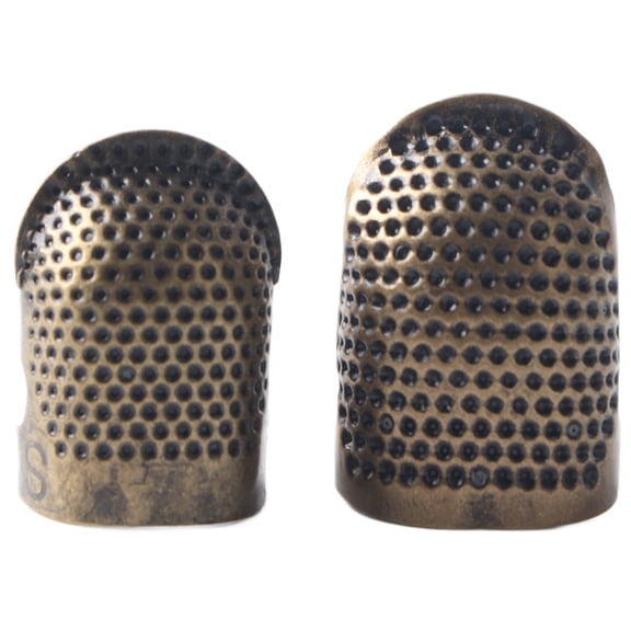 NFTIGB 2 Pcs Metal Retro Sewing Thimbles Adjustable Finger Protector DIY Quilting Embroidery Needlework Tools (S/M Size), Cyan Blue