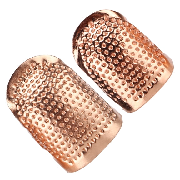 NFTIGB 2 Pcs Metal Retro Sewing Thimbles Adjustable Finger Protector DIY Quilting Embroidery Needlework Tools (S/M Size), Rose Gold