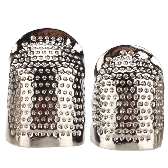 NFTIGB 2 Pcs Metal Retro Sewing Thimbles Adjustable Finger Protector DIY Quilting Embroidery Needlework Tools (S/M Size), Silver