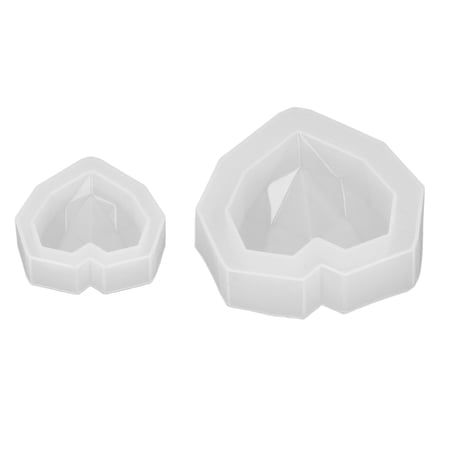 NFTIGB 2 Pieces Non-Stick Mirror Geometric Heart Shape Silicone Resin Mold Set for DIY Crystal Drop Glue Jewelry Ornaments Making, Transparent Craft Moulds Tool