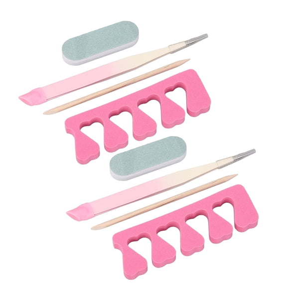 NFTIGB 2 Set Straight Tip Nail Tweezers Rhinestone Pickers Manicure Nail Art Tool Kit with Finger Separator Sponge Sanding Bar for Professional or Home Use (7.87 inches / 20 cm)