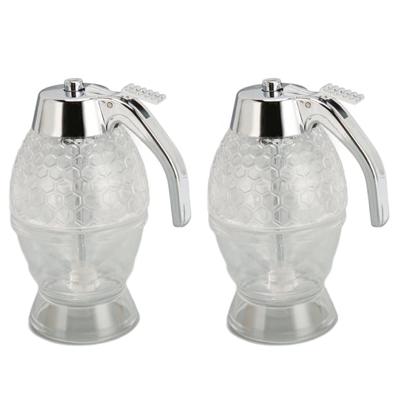 NFTIGB 2 Set Transparent Honey Dispenser Syrup Dispenser Hourglass Shape Leakproof Dispenser for Olives Ginger Mushrooms Kitchen Containers