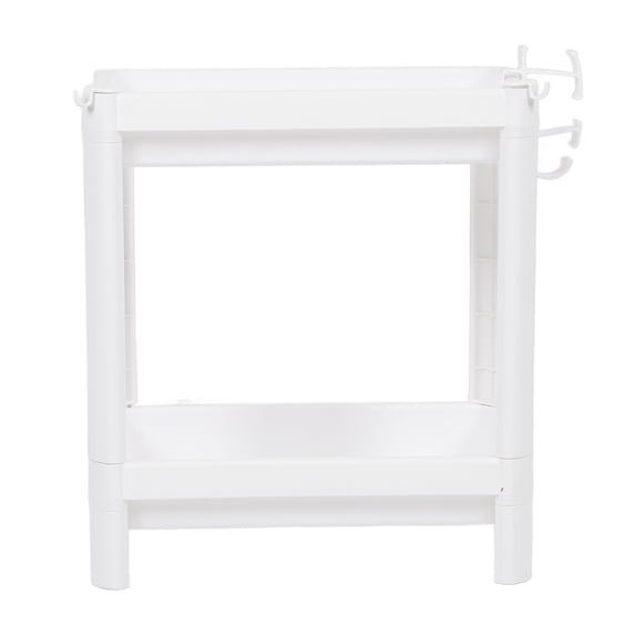 NFTIGB 2-Tier Freestanding Bathroom Storage Shelf Rack Organizer, Plastic Multifunctional Shelving Unit for Living Room Bedroom Kitchen, White (14.57 inches / 37 cm)