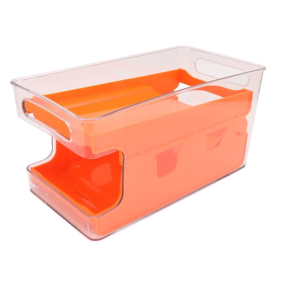 NFTIGB 2 Tier Soda Can Rack Beverage Dispenser Storage Holder for Refrigerator Pantry Orange