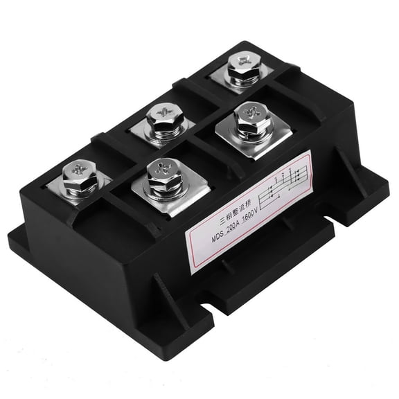 NFTIGB 200A 1600V MDS200A Three Phase Diode Bridge Rectifier Power Module for Alternating Current Input Conversion, High Power Medium Frequency, Black (4.33 inches / 11 cm)