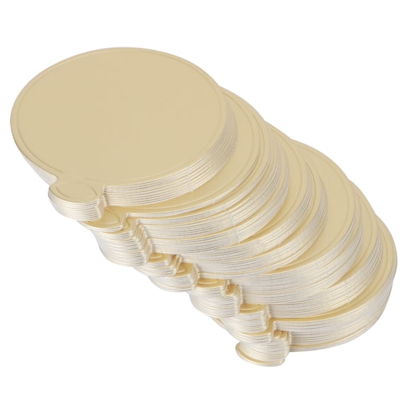 NFTIGB 200Pcs Golden Cake Bottom Cardboard Round Desserts Pad 3.5 inches / 9 cm Thick Pastry Tray Base for Mousse Cupcakes and Kitchen Baking Supplies