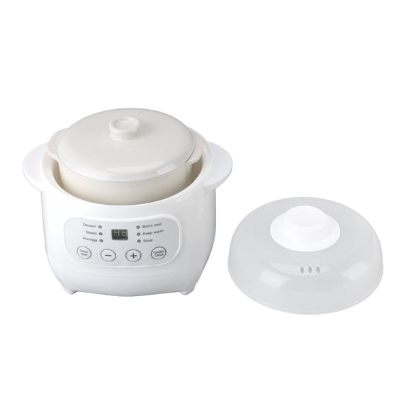 NFTIGB 200W Mini Ceramic Stew Cooker 1 Liter Capacity Electric Slow Cooker For Porridge Soup And Broth With Automatic Power Off Safety Feature Ideal For Home Kitchen Countertops 110V White