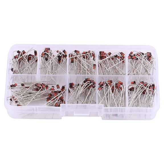 NFTIGB 200pcs 10 Values Zener Diode Assortment Kit (1N4738-1N4748) With Storage Box, 5.51 inches / 14 cm
