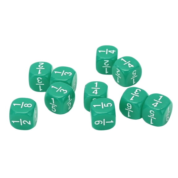 NFTIGB 20Pcs Fraction Dice Class Set Plastic 6 Sided Multi Faceted Table Game Accessories Math Practice Green[cite: 1]
