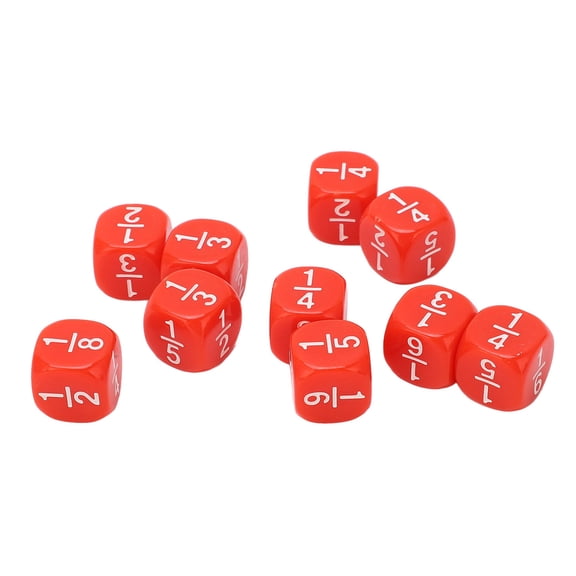 NFTIGB 20Pcs Fraction Dice Class Set Plastic 6 Sided Multi Faceted Table Game Accessories Math Practice Red[cite: 1]