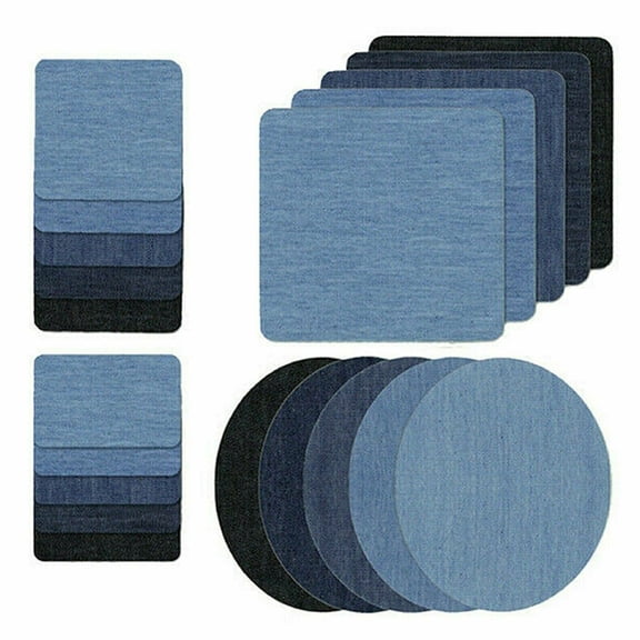 NFTIGB 20Pcs Iron-on Patches Jean Patches Denim Fabric Patches No-Sew Mending Cloth Knee Pant Patches 4 Sizes for Kids Women Men Jeans Clothing Repair (5.91 inches / 15.00 cm)