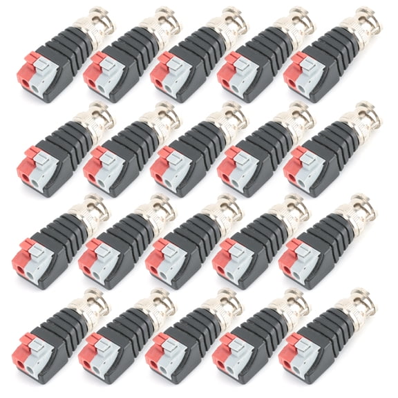 NFTIGB 20Pcs Video Surveillance Male BNC Connector Adapter Plug Jack for CCTV Camera System, High Quality Coaxial Cable Connectors, Easy Installation Design, 4.72 inches / 12 cm