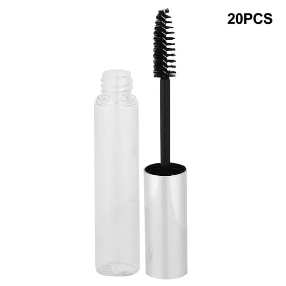 NFTIGB 20pcs 10ML / 0.34 Fl Oz Empty Mascara Tube Refillable Container Eyelashes Growth Oil Dispenser Bottle Set for DIY Cosmetics and Travel, Silver/Clear