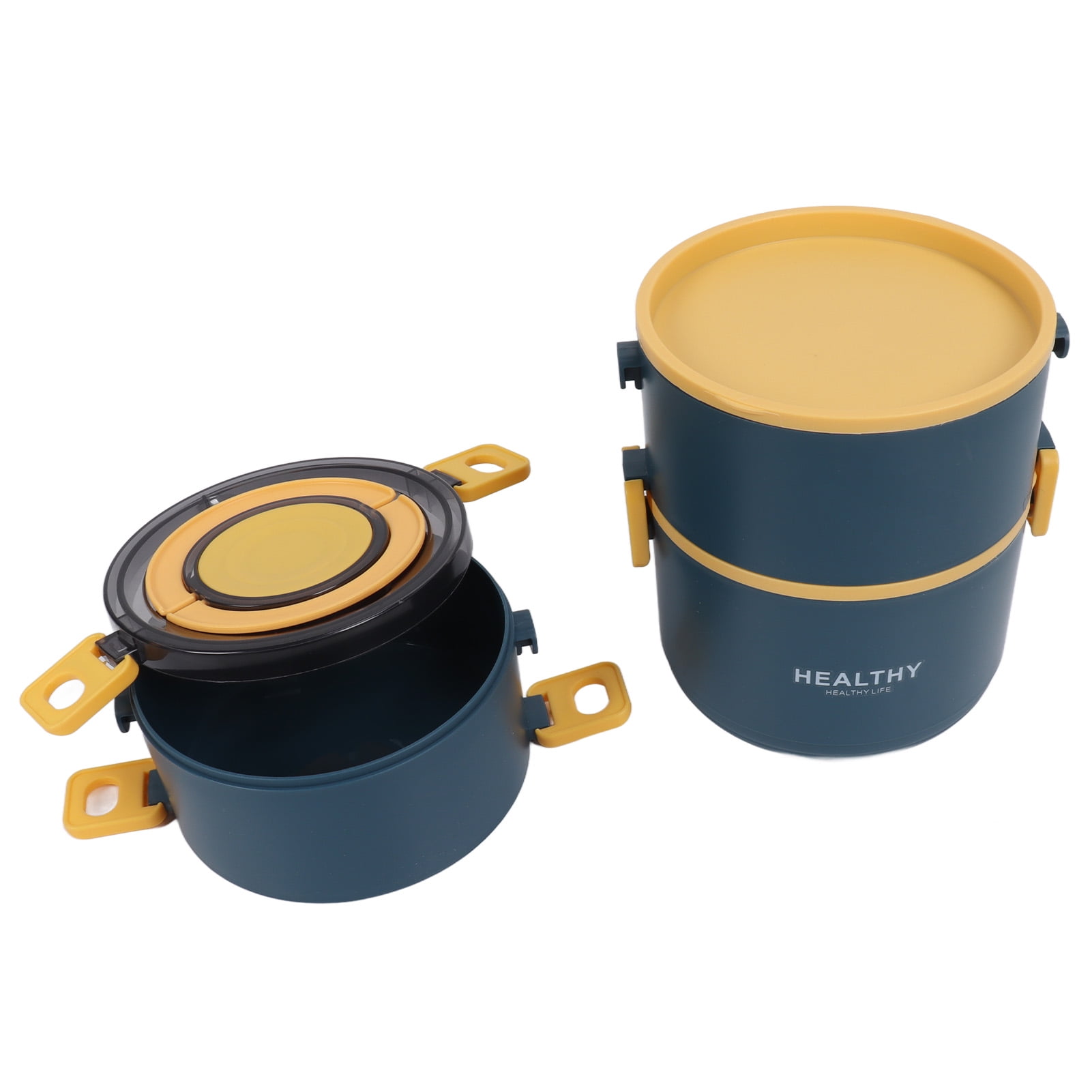 NFTIGB 2200ml Three Layer Stackable Round Bento Lunch Box Portable Thermal Food Container, Blue
