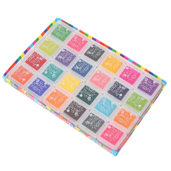 NFTIGB 24 Colors DIY Cute Colorful Ink Pad Stamp Inkpad Set for Rubber Stamps Scrapbooking Decoration, Kids Finger Paint Art Hand-Eye Coordination Educational Toy Craft Supply (8.27 inches / 21 cm)