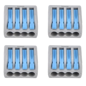 NFTIGB 25PCS 4-Way Lever Compact Wire Connectors Push-In Quick Splicing Conductor Terminal Block Blue, PCT-214 Model 32A 250V (5.51 inches / 14 cm)