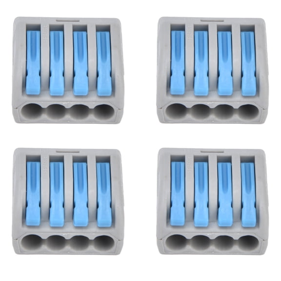 NFTIGB 25PCS 4-Way Lever Compact Wire Connectors Push-In Quick Splicing Conductor Terminal Block Blue, PCT-214 Model 32A 250V (5.51 inches / 14 cm)