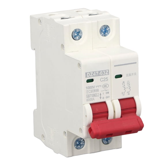 NFTIGB 2P DC 1000V MCB 25A Miniature Circuit Breaker, DIN Rail Mount Protection Switch for Solar Photovoltaic Systems, Reliable Electrical Protection Equipment, Heavy Duty Build, 3.54 in / 9.0 cm