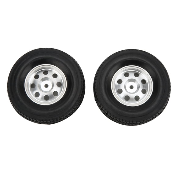 NFTIGB 2PCS 85mm / 3.3 inches Rubber Tire CNC Metal Rim Wheel for Tamiya Tractor Trailer Truck 1/14 RC Car Replacement Parts