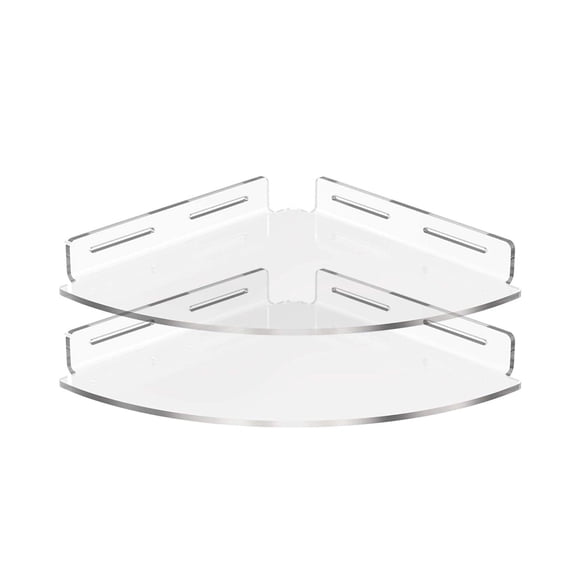 NFTIGB 2PCS Clear Acrylic Corner Shower Caddy, Wall Mounted Floating Bathroom Shelf Organizer Storage Rack with Adhesive, Rust Resistant (9.45 inches / 24 cm)