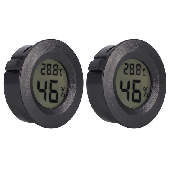 NFTIGB 2PCS Mini Digital LCD Thermometer Hygrometer Round Shape Temperature Humidity Meter for Reptile Box, 1.8 inches / 4.5 cm