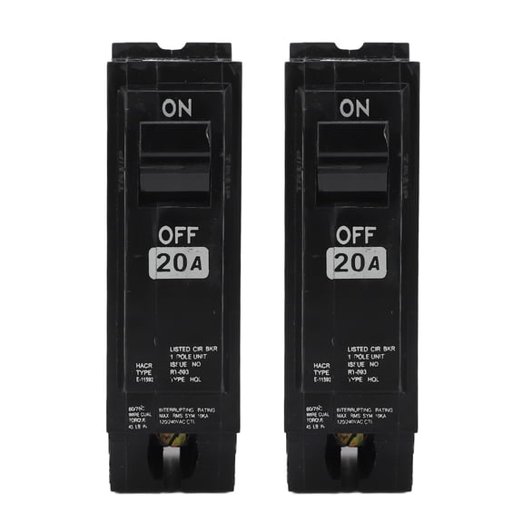 NFTIGB 2PCS Plug in Circuit Breaker Rail Mount 1P 20A Miniature Air Switch Protective Breaker for Home Use 120/240VAC Household Distribution System Upgrade (2.4 inches / 61 mm length)