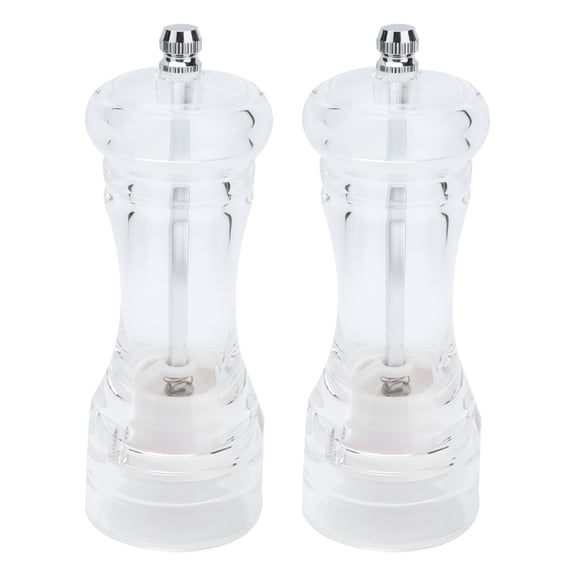 NFTIGB 2Pcs Acrylic Manual Grinder Transparent Salt and Pepper Mill Set Clear Spice Jar Manual Grinding Tool with Ceramic Core 5 inches / 12.7 cm Kitchen Seasoning Bottles Combo Pack
