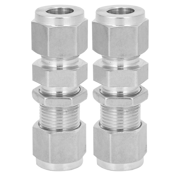 NFTIGB 2Pcs Compression Bulkhead 316 Stainless Steel Double Ferrule Fitting Connector Accessory 10 mm / 0.39 in[cite: 1, 2]