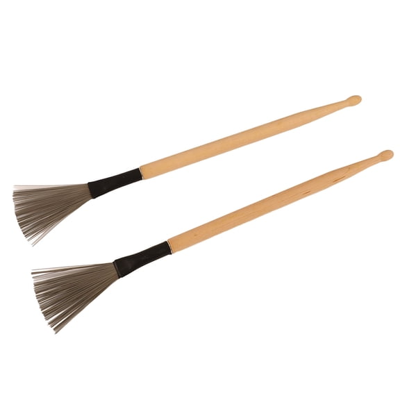 NFTIGB 2Pcs Drum Stick Brush Wood Retractable Wire Combination Musical Instrument Accessories (15.75 in / 40 cm)[cite: 1]
