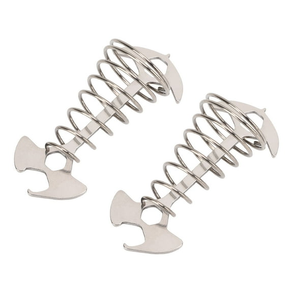 NFTIGB 2Pcs Fish Bone Deck Tie Down Anchor Pegs with Spring Anti Trip Wind Rope Tightener Tensioner Premium Multi Functional Camping Tent Hardware Accessories for Outdoor Hiking Silver 9.0x6.0 Inches