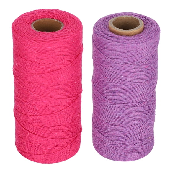 NFTIGB 2Pcs Weaving Yarn 8/4 Warp Knit Carpet Blanket Pure Cotton Spinning Sewing Accessories, Rose Red and Purple Multicolor Yarn Roll (820.2 ft / 250 m)