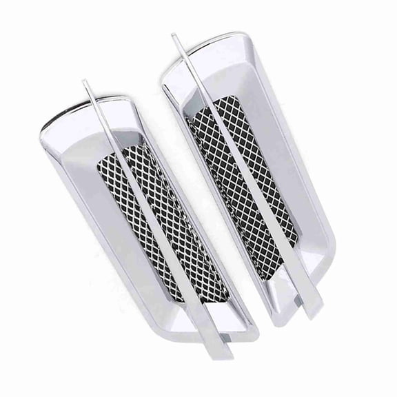NFTIGB 2pcs Car Side Air Flow Intake Grille Vent Net Cover Decorative Sticker Universal Chrome Silver ABS Plastic Trim Fit 8.7 inches / 22 cm Automotive Exterior Accessories